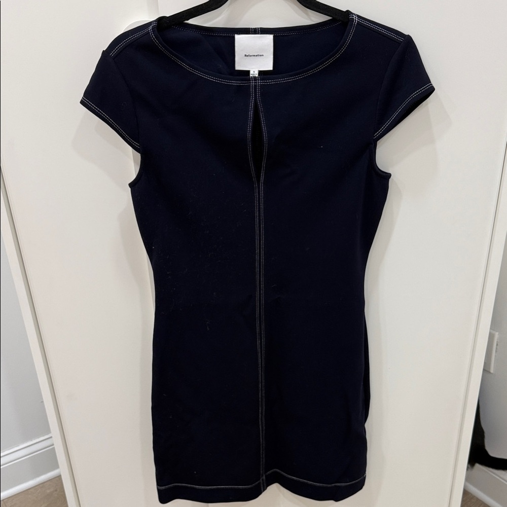 Chic Navy Short Sleeve Dress